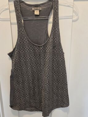 Lucky Brand Medium Scoop Neck Shiny Gray Lace Women's RacerbackTank Top